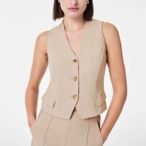 SPANX Cream Button-Up Vest